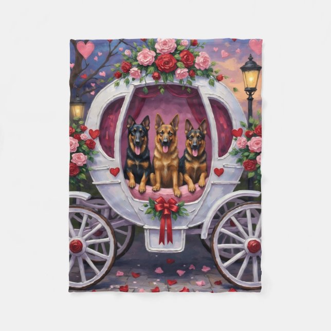 Cobertor De Velo German Shepherd Dog Valentine's Day  (Frente)