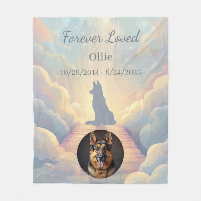 Cobertor De Velo German Shepherd Memorial Blanket | Rainbow Bridge (Frente)