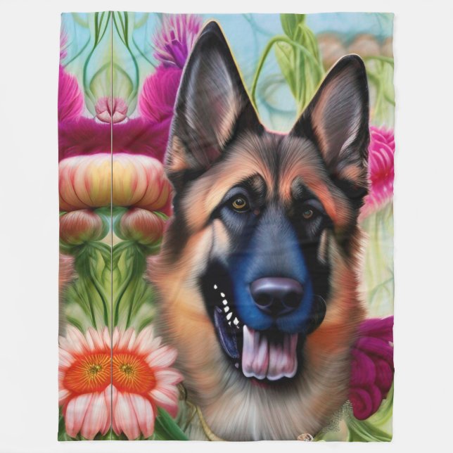 Cobertor De Velo German shepherd no Jardim (Frente)