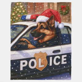 Cobertor De Velo German Shepherd Police Holiday Card