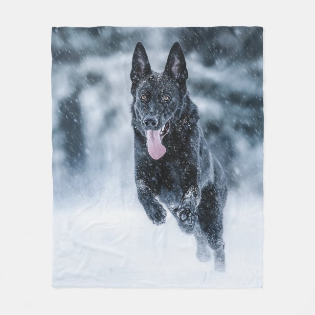 Cobertor De Velo German shepherd preto no Cobrir da escova de neve (Frente)