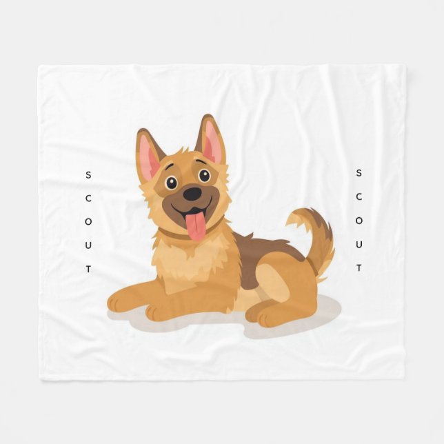 Cobertor De Velo German Shepherd Puppy Cute Illustration (Frente (Horizontal))