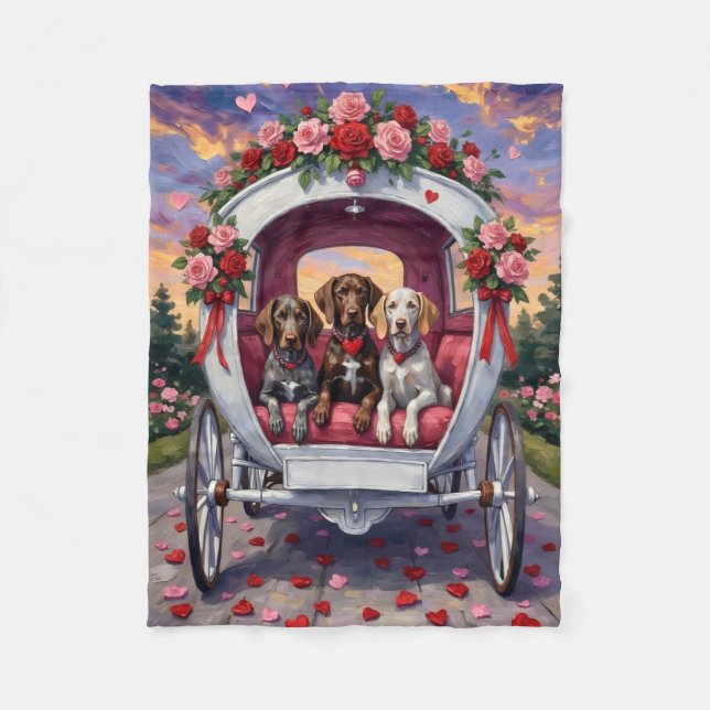 Cobertor De Velo German Shorthaired Pointer  Dog Valentine's Day  (Frente)