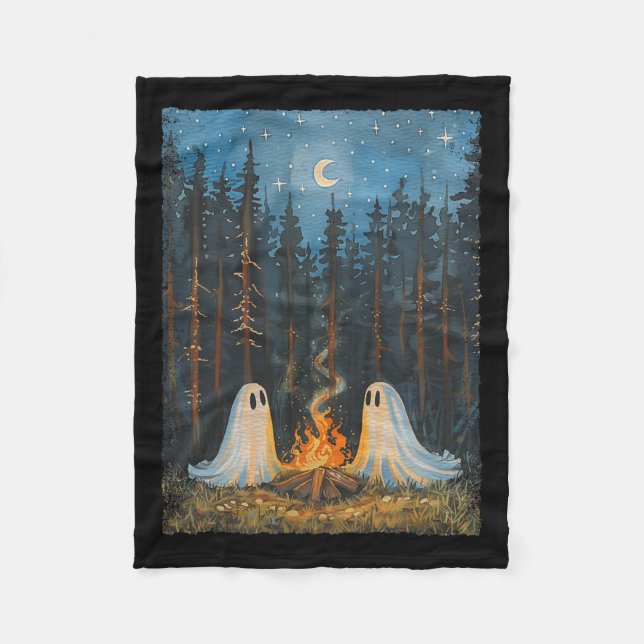 Cobertor De Velo Ghost Campfire Camping Lover Forest Gothic Hallowe (Frente)