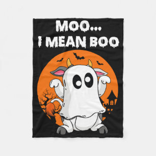 Cobertor De Velo Ghost Cow Moo Quero Dizer Boo Halloween Engraçado