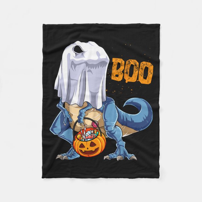 Cobertor De Velo Ghost Dinosaur T Rex Funny Boo Halloween Boys Men  (Frente)