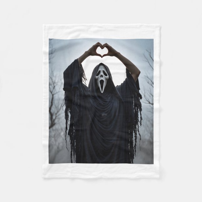 Cobertor De Velo Ghost Red Heart Hands Y Face Halloween Valentines  (Frente)