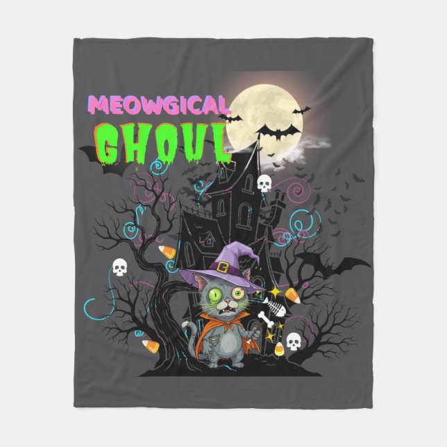 Cobertor De Velo Ghoul de bruxas do Halloween (Frente)