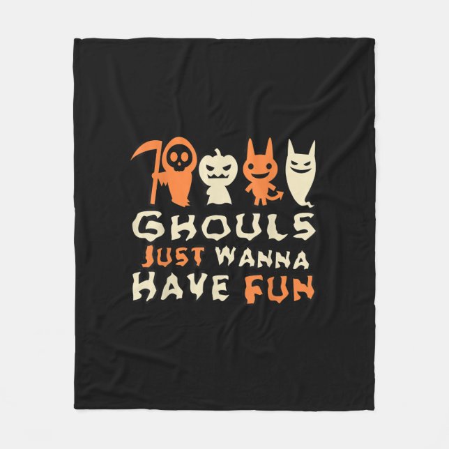 Cobertor De Velo Ghouls Só Quer Divertir-Se Com Slogan Engraçado (Frente)