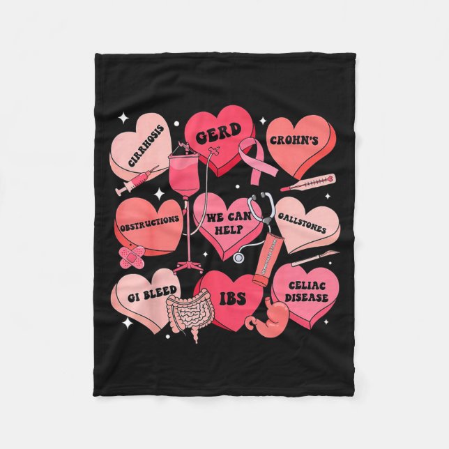 Cobertor De Velo Gi Nurse Valentine Hearts Candy Gastroenterology E (Frente)