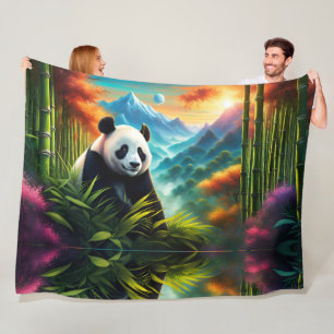 Cobertor De Velo Giant Panda na Floresta de Bamboo