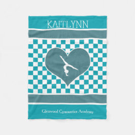 Cobertor De Velo Ginástica Checkered verde da cerceta com monograma