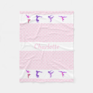 Cobertor De Velo Ginástica Girls Nome Personalizado Quatrefoil Rosa