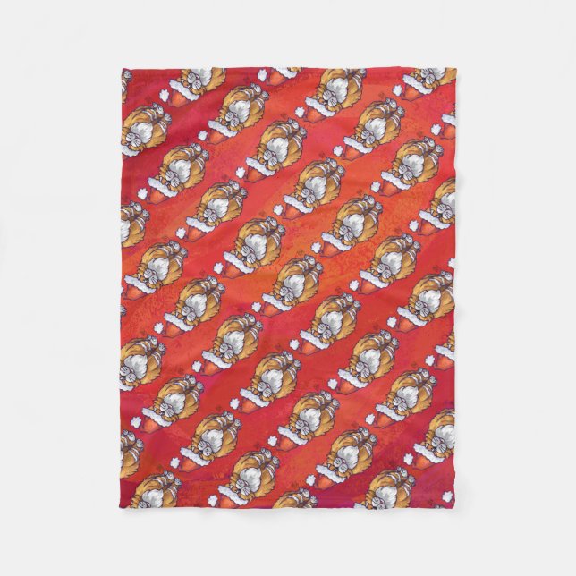 Cobertor De Velo Ginger Cat Natal Em Vermelho (Frente)