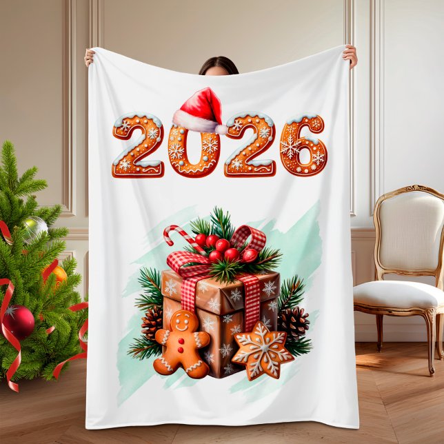 Cobertor De Velo Gingerbread 2026 Holiday Christmas  (Gingerbread 2026 Holiday Christmas Fleece Blanket)