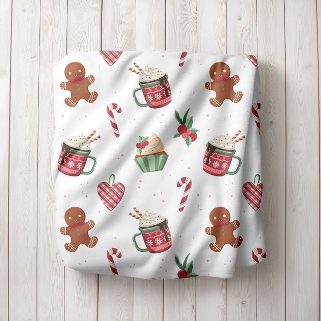 Cobertor De Velo Gingerbread and Hot Cocoa Christmas Fleece Blanket (Criador carregado)