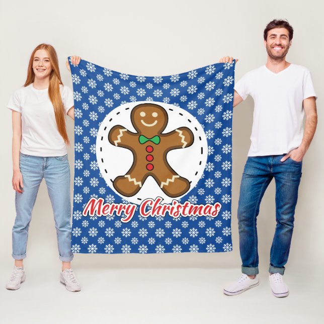 Cobertor De Velo Gingerbread - Blue Snowflakes Pattern - Merry Xmas (In Situ)
