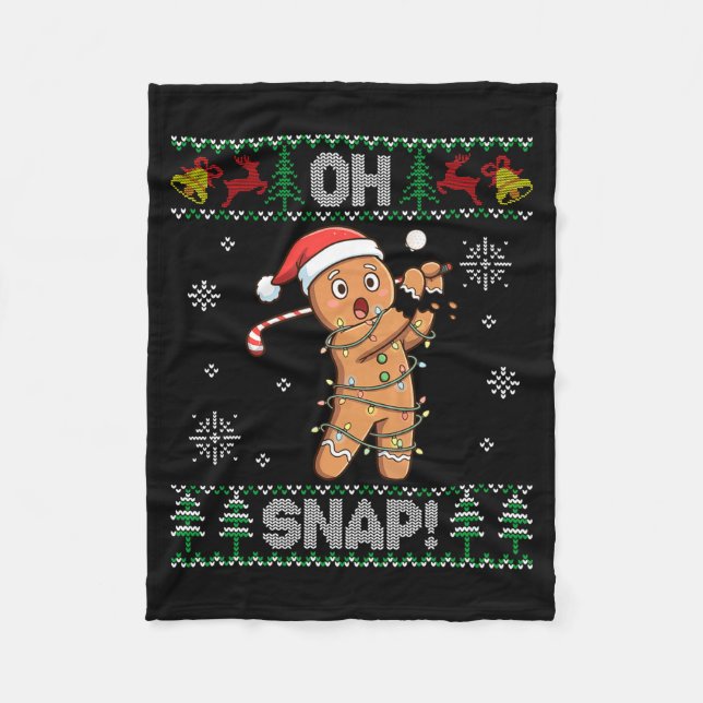 Cobertor De Velo Gingerbread Golf Christmas Cookie Oh Snap Santa Ug (Frente)