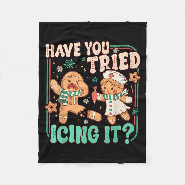 Cobertor De Velo Gingerbread Have You Tried Icing It Funny Christma (Frente)