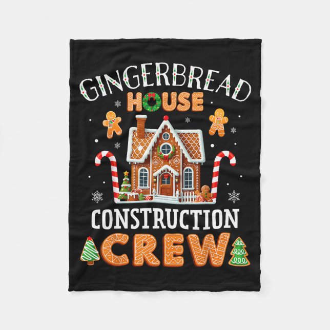 Cobertor De Velo Gingerbread House Construction Crew Kids Men Women (Frente)