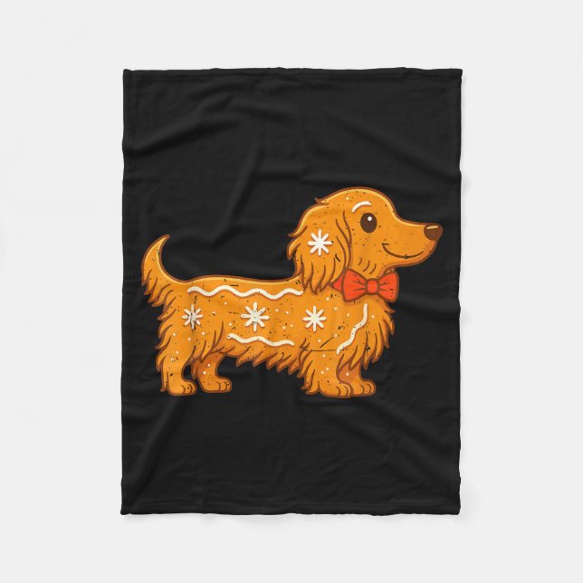 Cobertor De Velo Gingerbread Long Hair Dachshund Christmas Pajama T (Frente)
