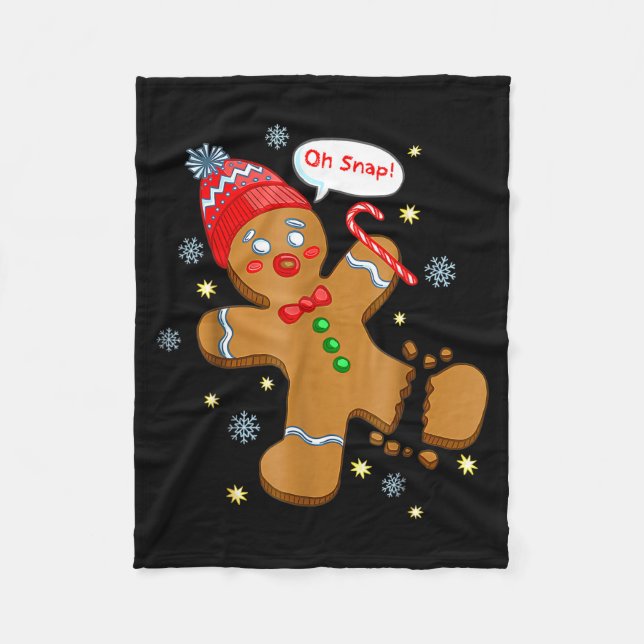 Cobertor De Velo Gingerbread Man Cookie Ugly Sweater Oh Snap Christ (Frente)