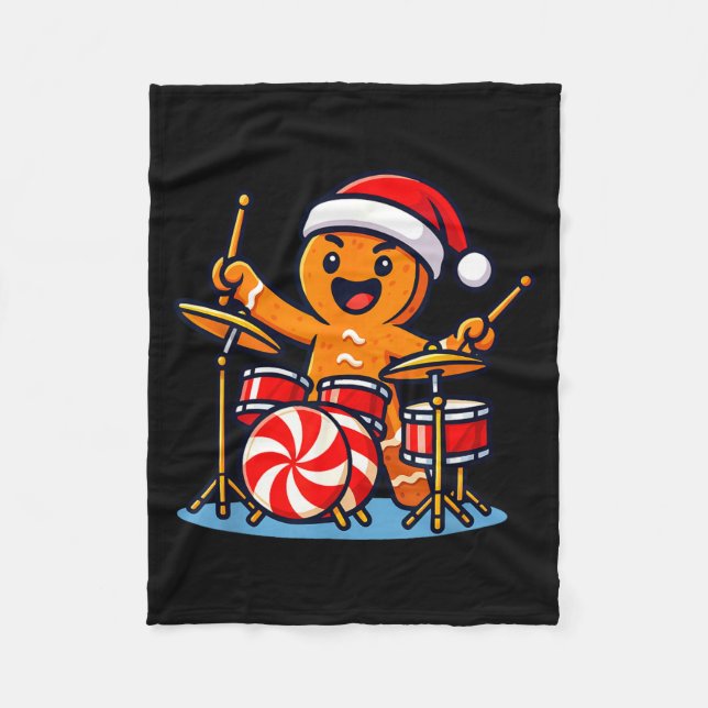 Cobertor De Velo Gingerbread Man Playing Drums  (Frente)