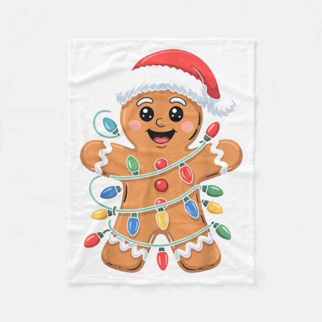 Cobertor De Velo Gingerbread Man Tangled Christmas Lights  (Frente)