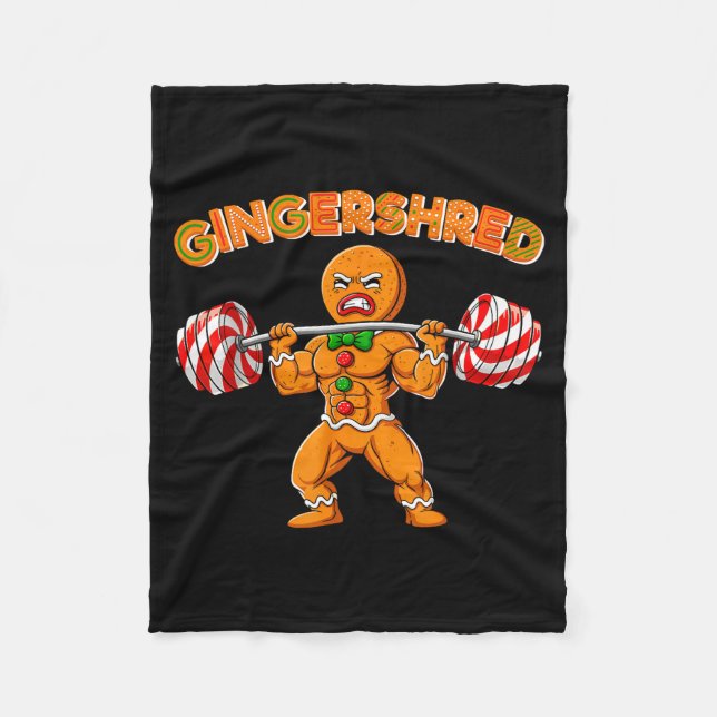 Cobertor De Velo Gingershred Christmas Gingerbread Man Gym Bodybuil (Frente)