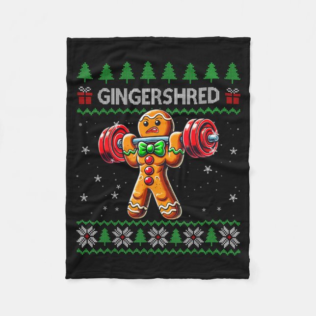 Cobertor De Velo Gingershred Gym Christmas Ugly Sweater Gingerbread (Frente)