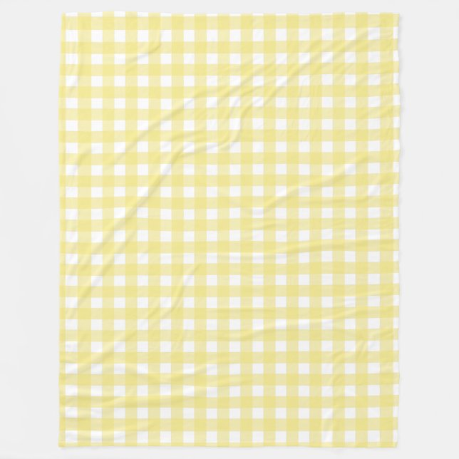 Cobertor De Velo Gingham amarelo pálido e branco (Frente)