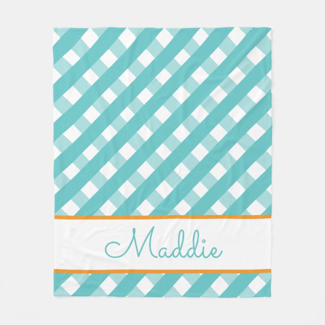 Cobertor De Velo Gingham Gingham Personalizado Fleece Blanket (Frente)