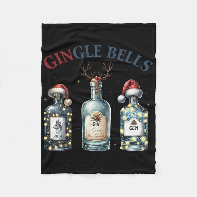 Cobertor De Velo Gingle Bells Funny Gin Gin Bells Christmas Tree Me (Frente)