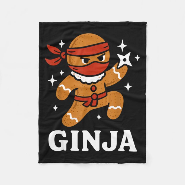 Cobertor De Velo Ginjas Gingerbread Ninja Funny Christmas Cookie Bo (Frente)
