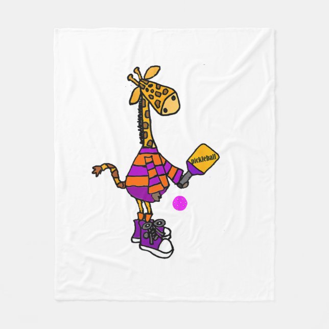 Cobertor De Velo Girafa Engraçada Jogando Pickleball (Frente)