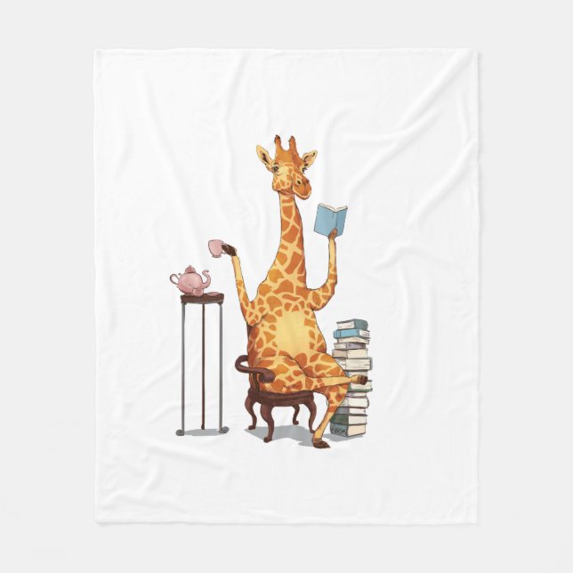 Cobertor De Velo Girafas, livros e presentes de chá bonitos (Frente)