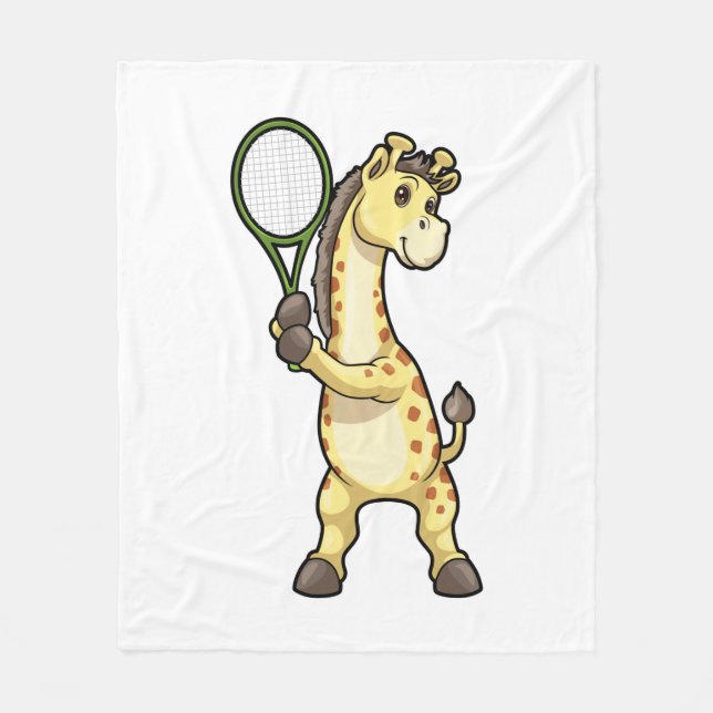 Cobertor De Velo Giraffe at Tennis with Tennis racket (Frente)