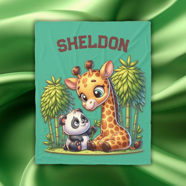Cobertor De Velo Giraffe e Panda Monogramas | (Criador carregado)