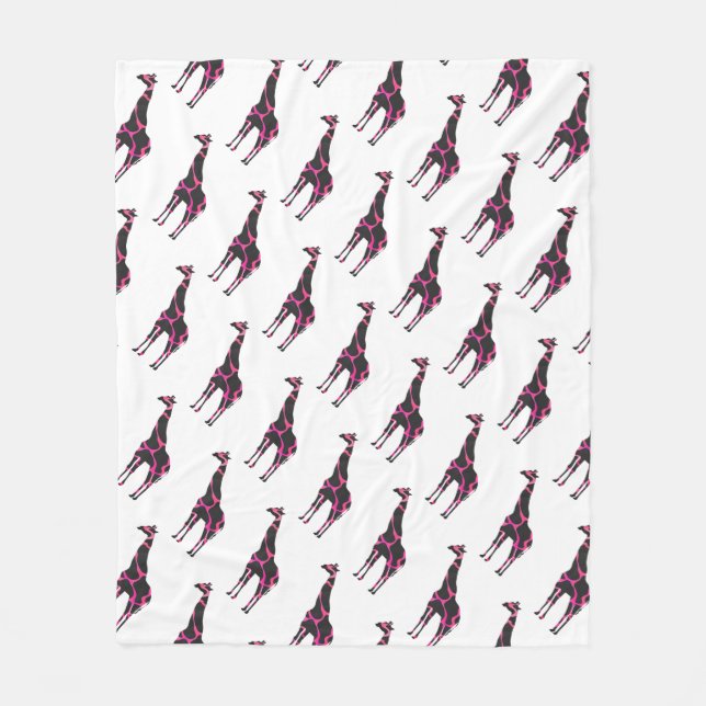 Cobertor De Velo Giraffe Hot Pink e Black Silhout (Frente)