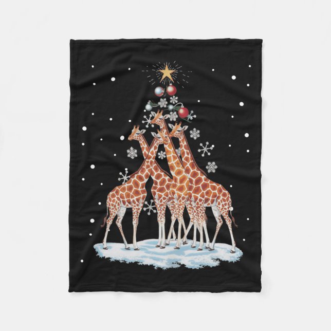 Cobertor De Velo Giraffes Xmas Tree Giraffe Christmas Tree Merry Ch (Frente)