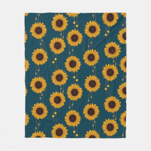 Cobertor De Velo Girassóis Amarelos Art Nouveau Floral Rétro Listra