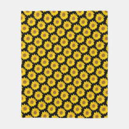 Cobertor De Velo Girassóis Amarelos Brilhos no Fundo Negro
