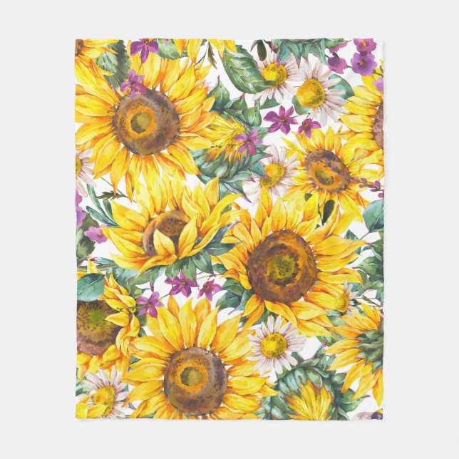Cobertor De Velo Girassol: Bloom Amarelo de Verão. (Frente)