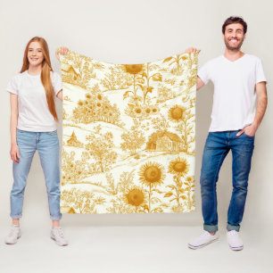 Cobertor De Velo Girassol Campo Vintage Toile Amarelo (1)