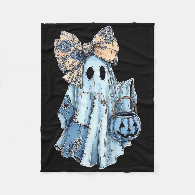 Cobertor De Velo Giren Halloween Blue Denim Ghost Preppy Ghost Arco (Frente)