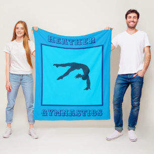 Cobertor De Velo Girls Blue Gymnastics Handspring Fleece Blanket