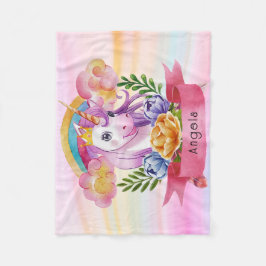 Cobertor De Velo Girls Cute Purple Unicorn Rainbow Nome Personaliza
