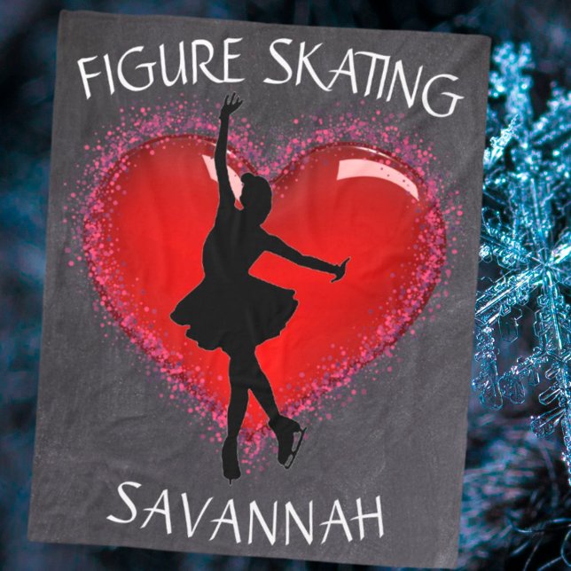 Cobertor De Velo Girls Figura Skating Chalkboard Heart w/ Name (Criador carregado)