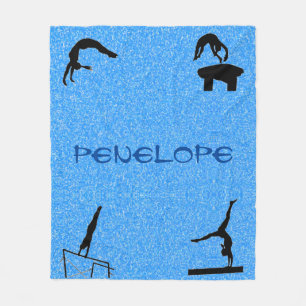 Cobertor De Velo Girls Gymnastics Acontece Blue Glitter Blanket