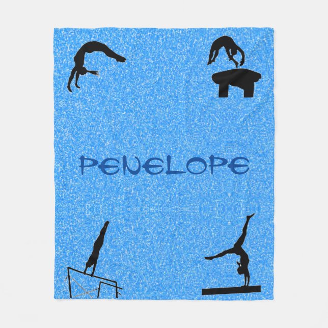 Cobertor De Velo Girls Gymnastics Acontece Blue Glitter Blanket (Frente)